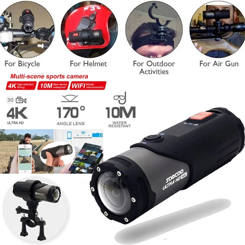 4K WIFI Sport Action Camera Bike Helmet Skateboard CAM Waterproof SOOCOO For Gun