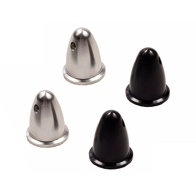 RC drone motor bullet cones set, 2 silver and 2 black metal parts