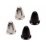 RC drone motor bullet cones set, 2 silver and 2 black metal parts