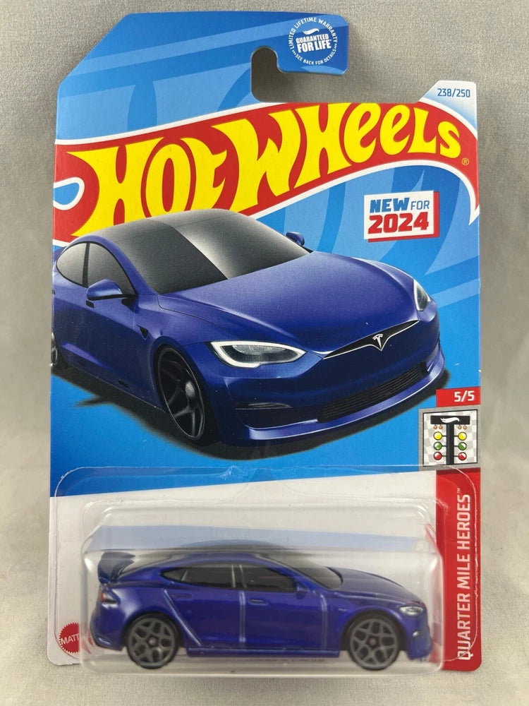 Hot Wheels Tesla Model S Plaid Blue 2024 Quarter Mile Heroes 5/5 238/250