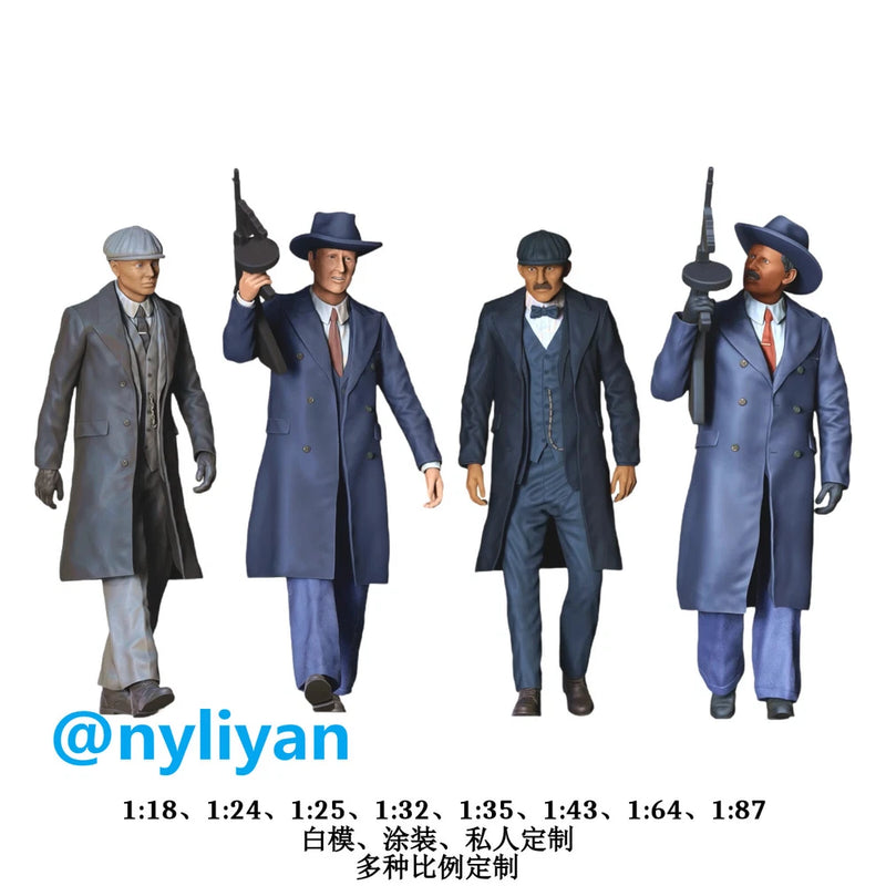 1/18 1/35 1/43 1/64 1/87 Miniature Gangster Gun Man Scene Props Figures For Cars