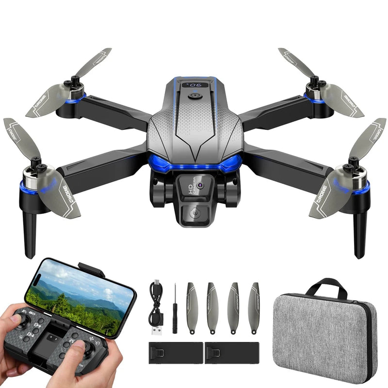 Buvnatep foldable FPV drone with black body, remote controller and accessories kit