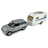 1:36 Land Rover Range Rover with Toy Camper Motorhome Model Diecast Toy Car