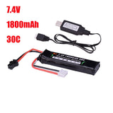 7.4V 1800mAh 30C RC Rechargeable Lipo Battery for High Power Water Gun Toys