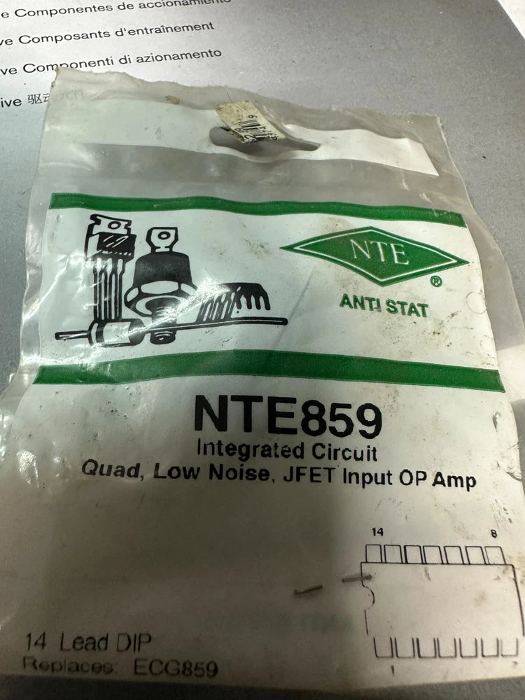 NTE859 IC Quad, Low Noise, JFET Input OP Amp DIP14 REPLACES ECG859 VINTAGE