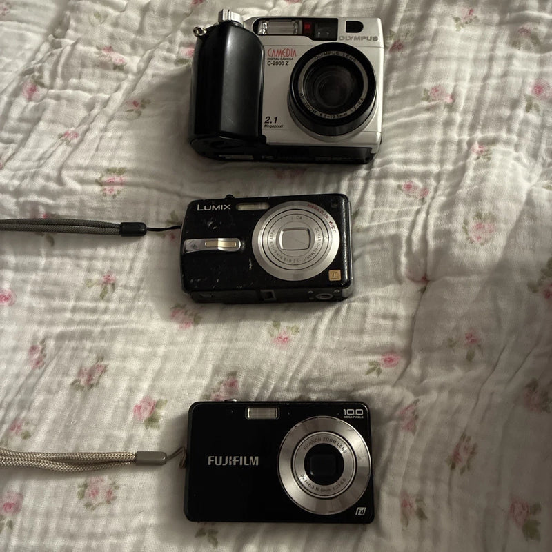Vintage Y2K Digital Camera Lot 3x Olympus C-2000 Z Fujifilm Panasonic Lumix 2MP