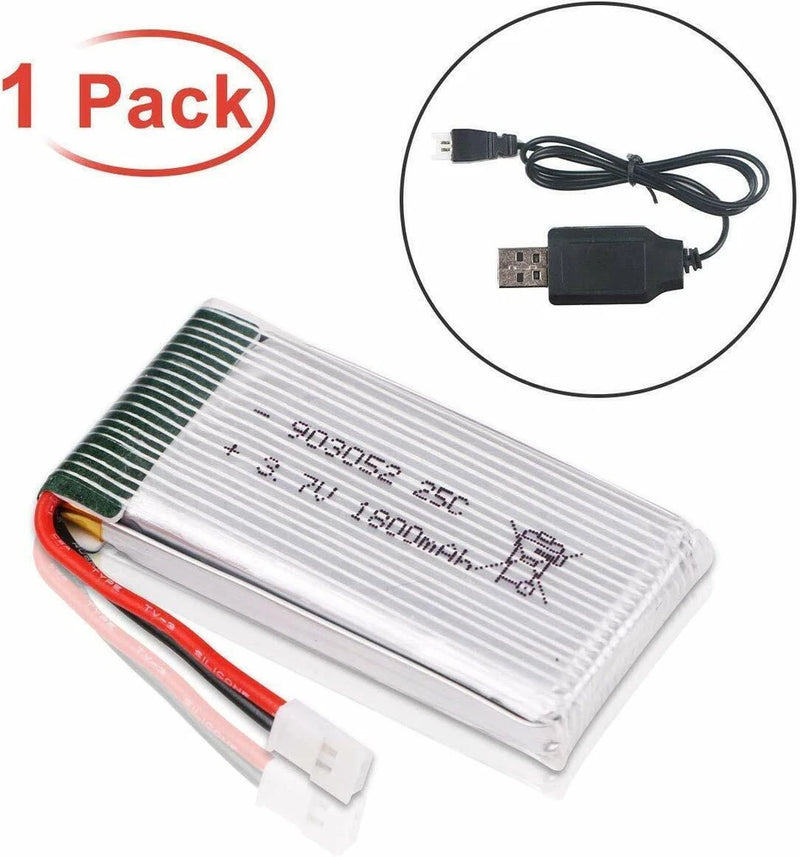 1Pcs 3.7V 1800mah Lipo Battery 25C with XH2.54 Plug+ USB for RC Quadcopter Drone