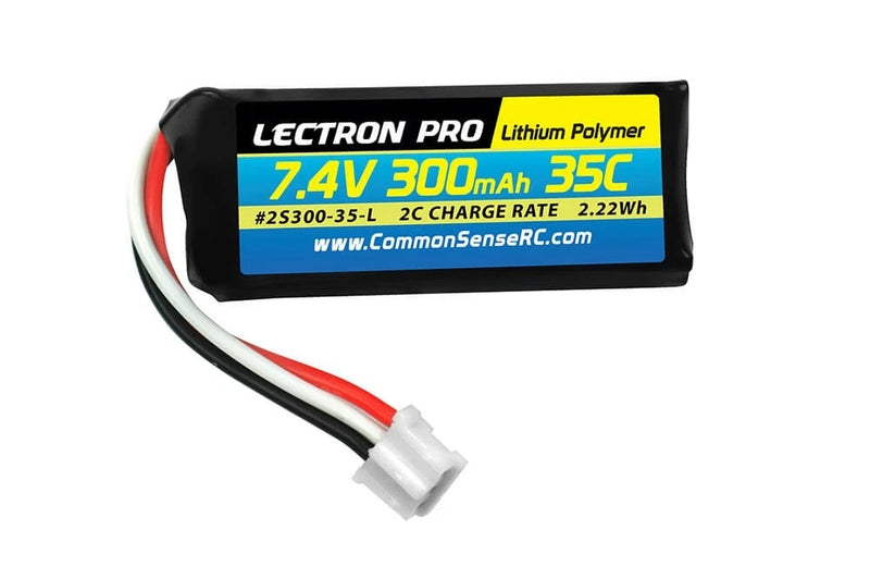 Common Sense RC Lectron Pro 7.4V 300mAh 35C Lipo Battery w/ UMX Connector Battery