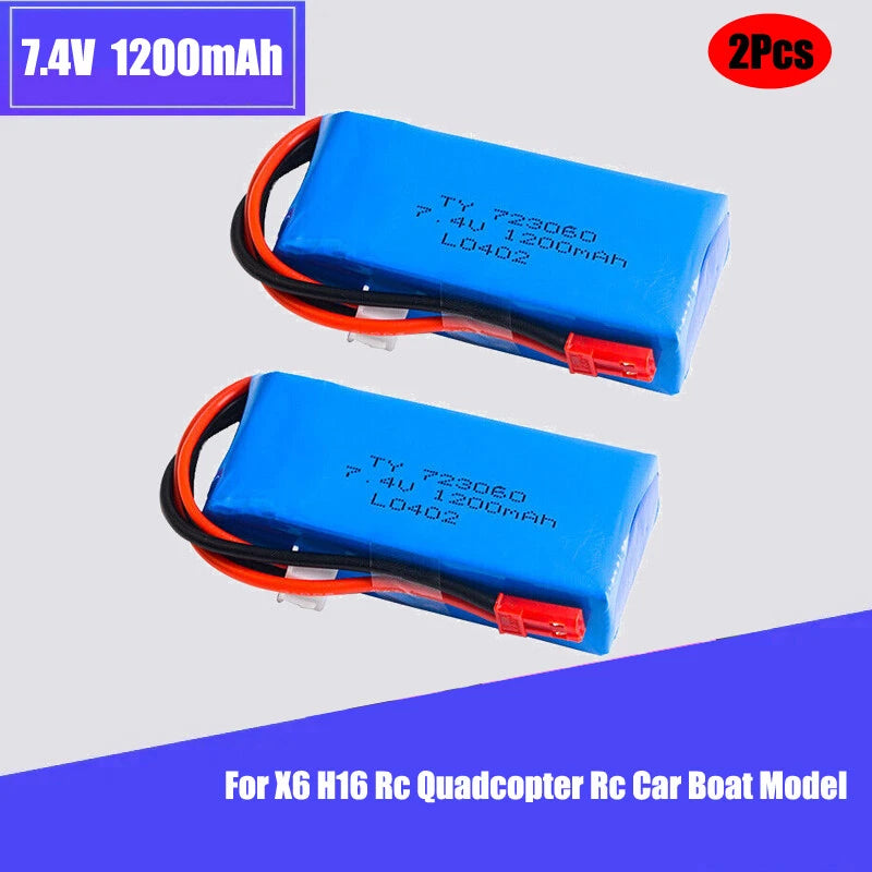 2Pcs 2S 7.4v 1200mAh 30C Lipo Battery for X6 H16 Rc Quadcopter Rc Car Boat Model