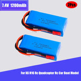 2Pcs 2S 7.4v 1200mAh 30C Lipo Battery for X6 H16 Rc Quadcopter Rc Car Boat Model