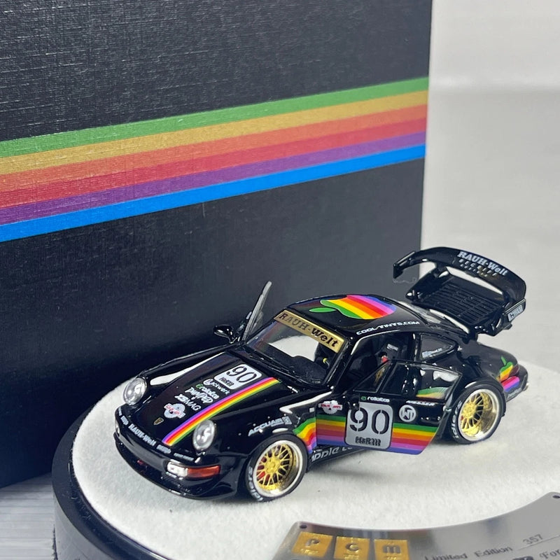 1/64 PGM Porsche RWB 911 964 Black Apple Round Base Highend Version PGM-640009B