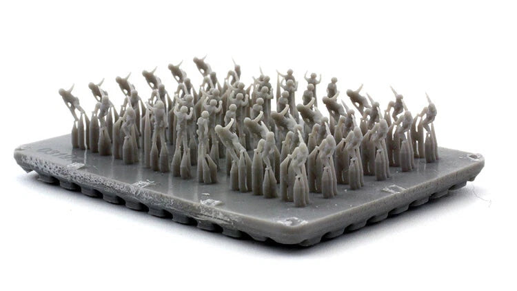 1/350 scale aircraft handling crew figure set, gray figures on gray flight deck base