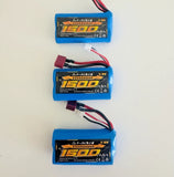 3X 1500mAh 7.4V Li-ion 2S Batteries Deans T-Plug For 4WD RC Cars Boats Trucks