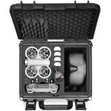 Black waterproof hard carrying case with molded foam inserts, open lid view