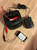 Black Li-ion safety charger with cables and clip leads, UL-style power adapter