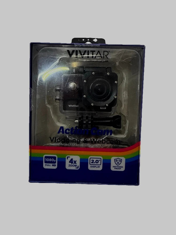 Vivitar Action Cam Vlogging &Webcam 1080p HD 4x Zoom 12 MP Waterproof NEW SEALED