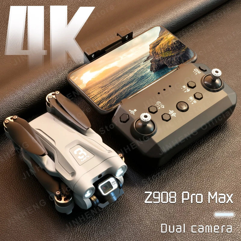 Professional FPV drone with grey body, front camera lens, and handheld controller with display