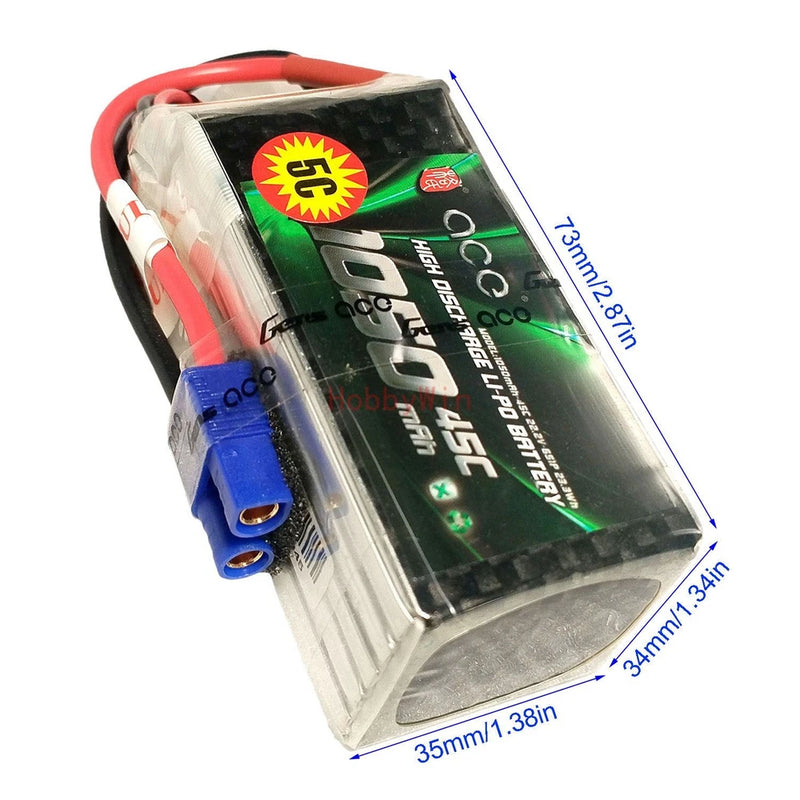 ACE 22.2V 6S 1050mAh 45C LiPo Battery EC3 plug for RC Airplane Quadcopter Drone Battery