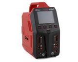 Red and black LiPo balance charger with LCD screen and front ports