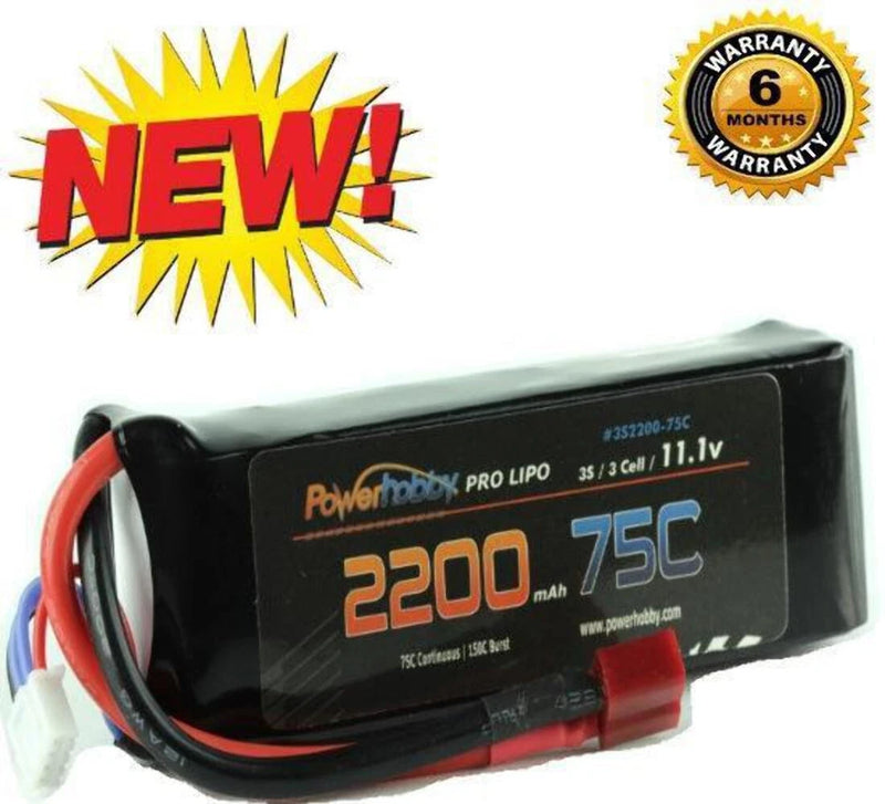 3S 11.1V 2200mAh 75C Deans 3-Cell Lipo Battery Powerhobby PHB3S220075DEANS Battery