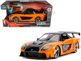 HAN'S MAZDA RX-7 RHD ORANGE & BLACK FAST & FURIOUS 1/24 DIECAST MODEL JADA 30732