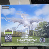 Autonomous SMARTDRONE FPV Quadcopter w/ Camera, 4-Channel Remote Control, White