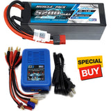 NHX Muscle Pack 4S 14.8V 5200mAh 50C Lipo Battery w/ DEANS / EZ6 Charger Battery