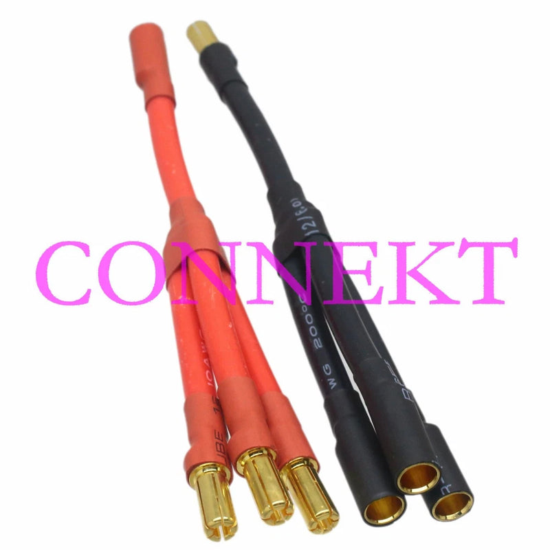 HXT 5.5mm Bullet 1 Male to 3 Female Parallel 10AWG Wire for lipo battery