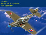1:72 P-39N Airacobra fighter plane model kit, olive green with red star decals