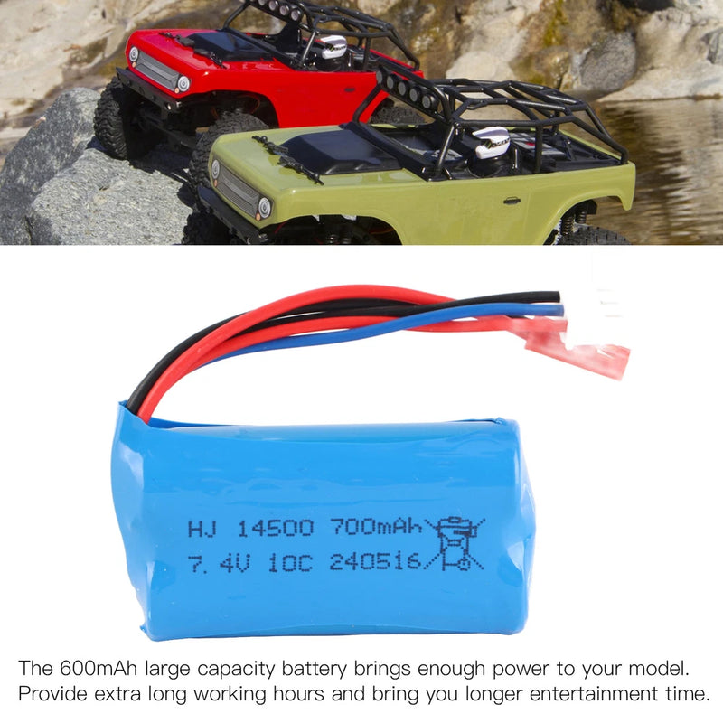 7.4V 700mAh Lipo Battery Pack With JST Plug RC Battery For AXIAL SCX24 1/24 MU