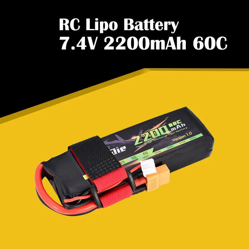7.4V 2200mAh 60C 2S Lipo Battery XT60 Plug For RC Drone Helicopter Boat Car Battery