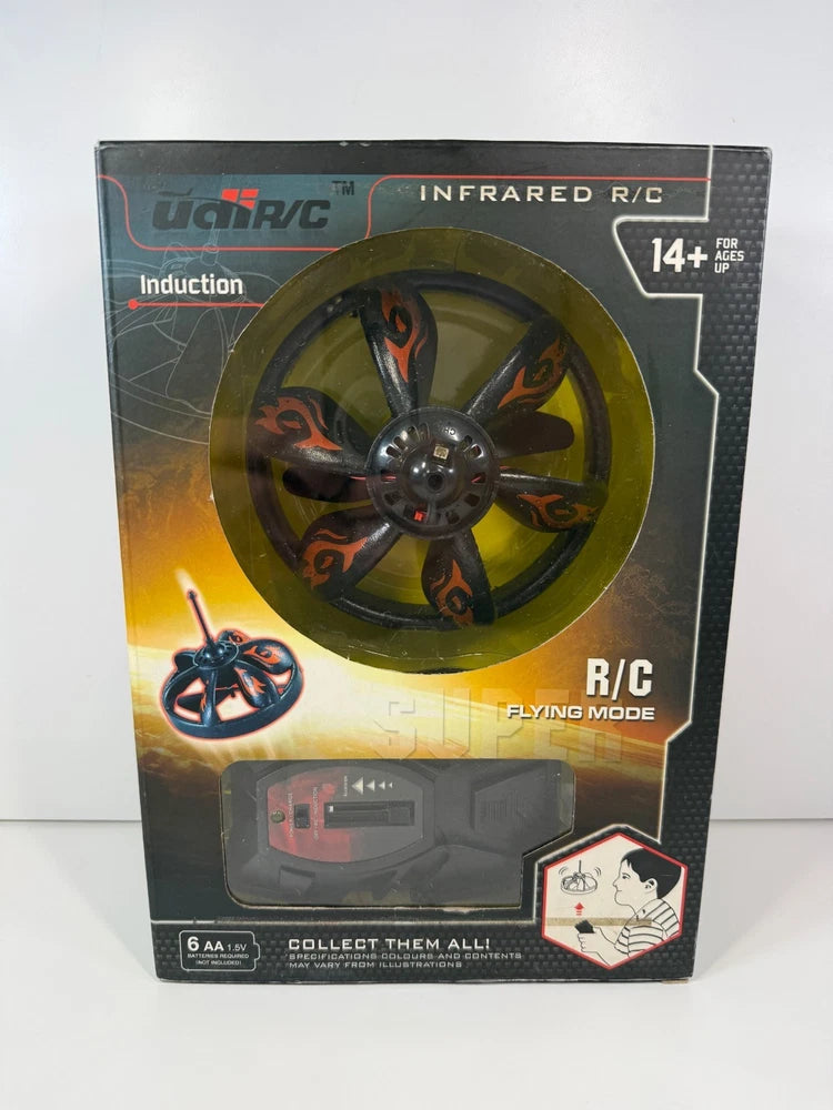 Infrared RC drone vehicle retail box with circular rotor graphic and 14+ flying modes