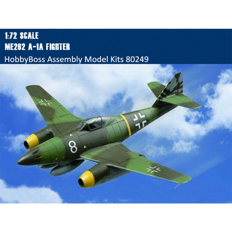 HobbyBoss 1/72 Me262 A-1a fighter plastic aircraft model kit with green twin-engine jet