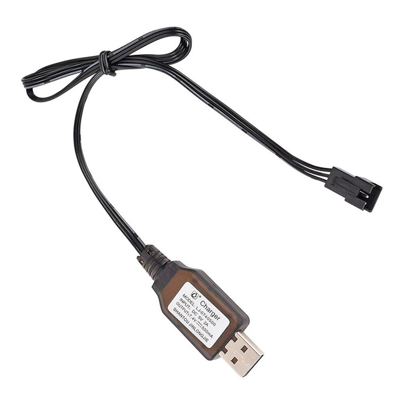 USB Charging Cable 7.4V 500mA SM-3P Positive Plug for 2S LiPo Li-Ion RC Battery