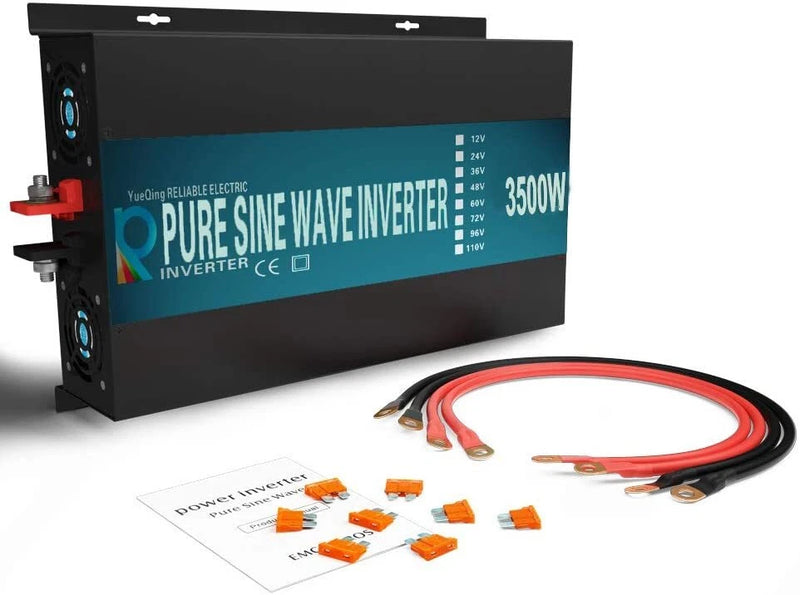 WZRELB 3500W Pure Sine Wave Power Inverter 48V DC to 110V 120V AC RV CAMP Solar