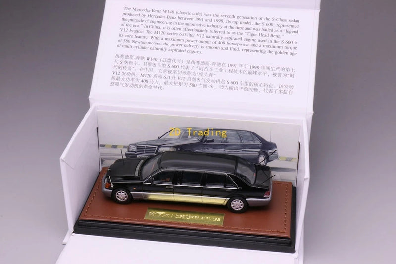 ZD WTX 1:64 1994 Black 600Sel W140 Luxury Limousine Model Diecast Metal Car BN