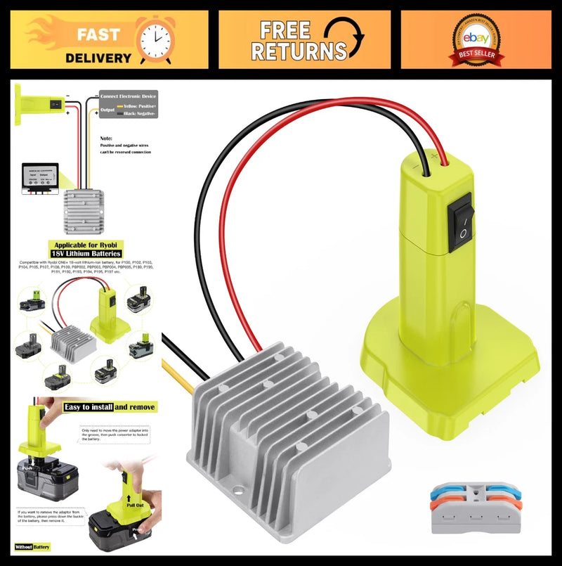 18V to 12V Step Down Converter Adapter, 15A MAX Buck Regulator for DIY RC Cars, Converter