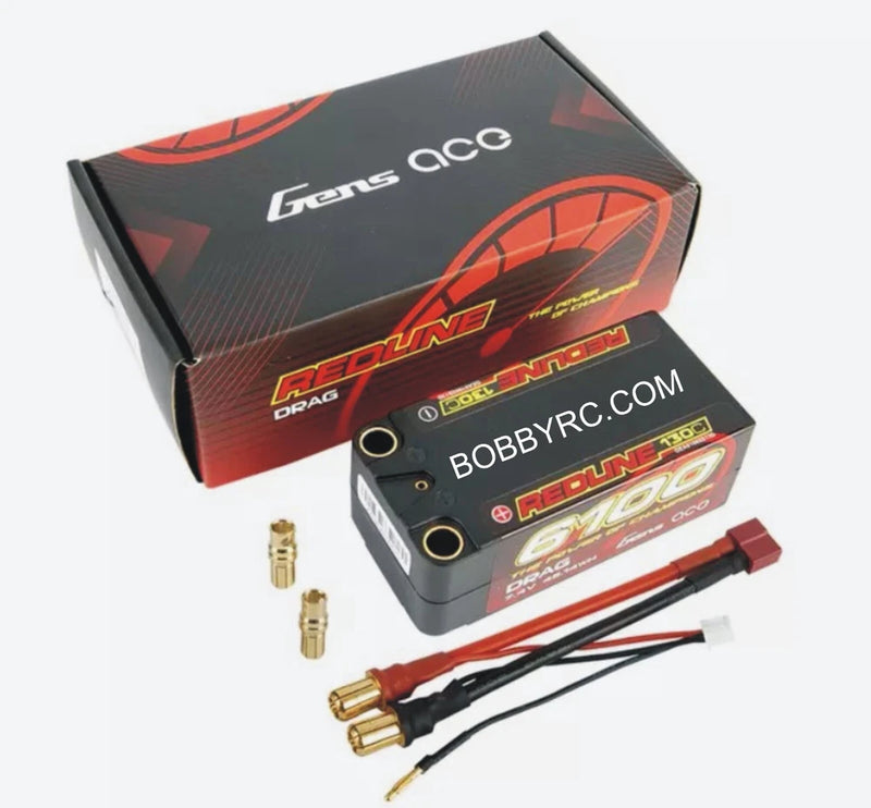 Gens Ace Redline Drag Racing 2s 7.4v 6100mAh 130C Lipo Shorty Battery