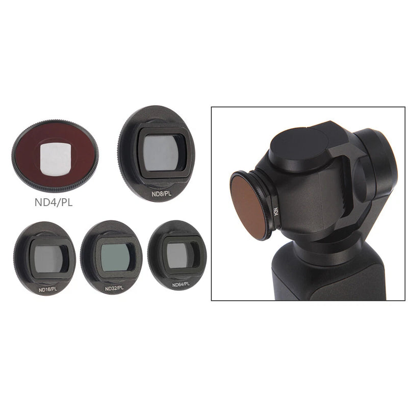 ND/PL lens filter set for DJI Osmo Pocket, includes ND4/PL and ND8/PL ring filters