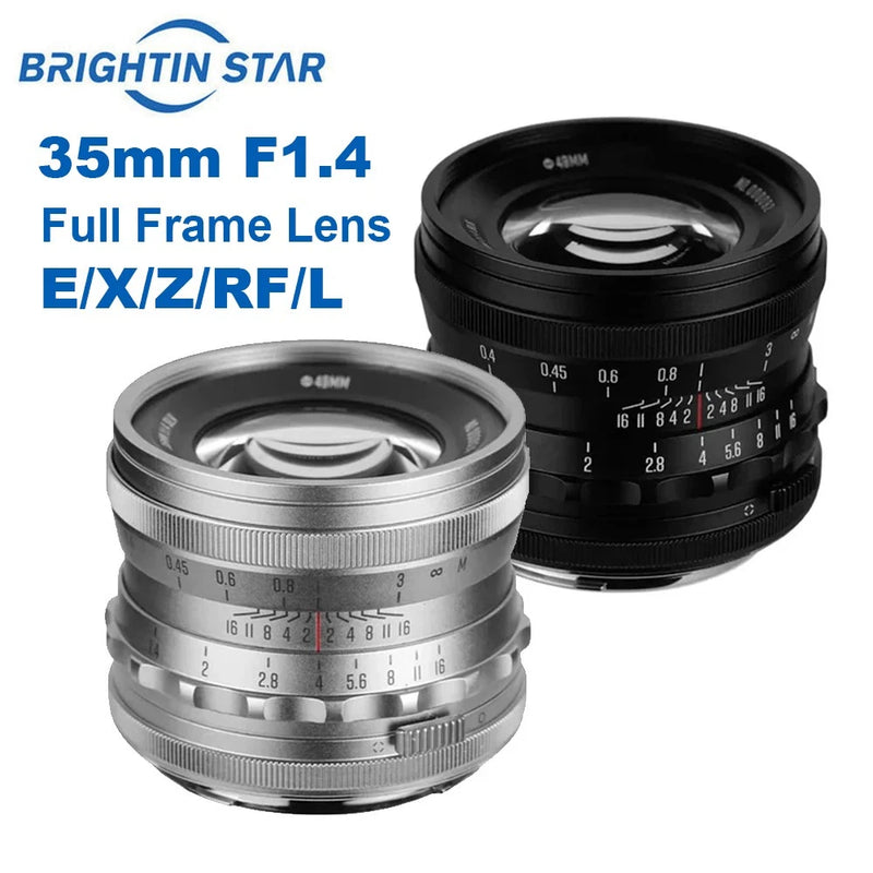 Brightin Star 35mm F1.4 Full Frame Large Aputure Prime Lens for E/X/Z/RF/L Mount
