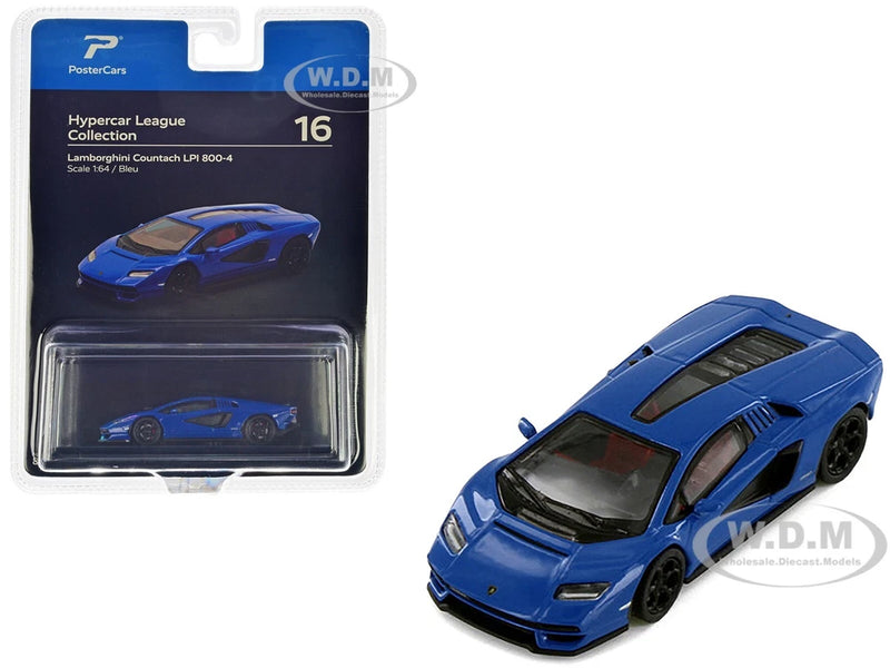 LAMBORGHINI COUNTACH LPI 800-4 BLUE 1/64 DIECAST MODEL CAR BY POSTERCARS H16B