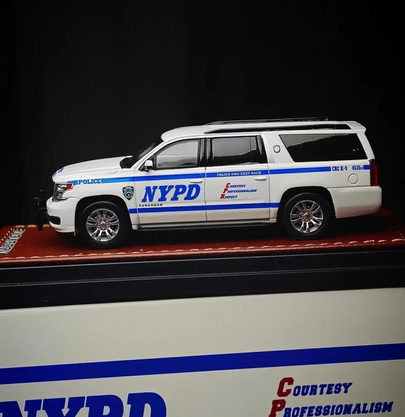 EY GOC 1:64 HEC White 2015 Suburban US Police K9 SUV Model Diecast Display Car
