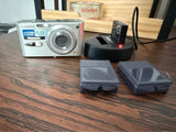 Silver Panasonic Lumix DMC-FX01 compact digital camera with Leica lens, front view
