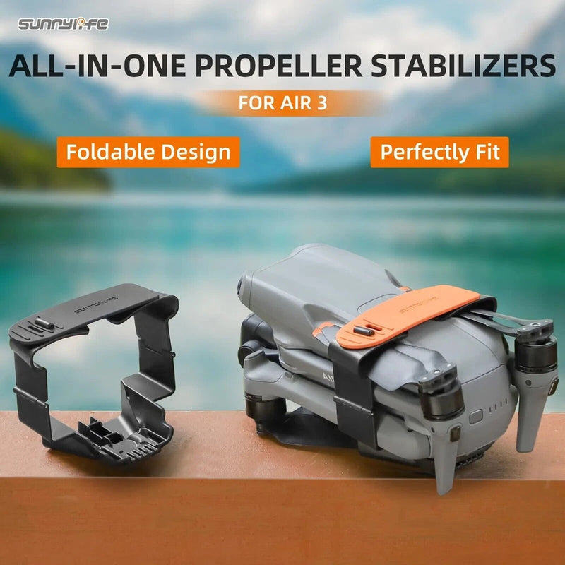 Grey propeller stabilizer protective cover with foldable clips and orange top, for Air 3