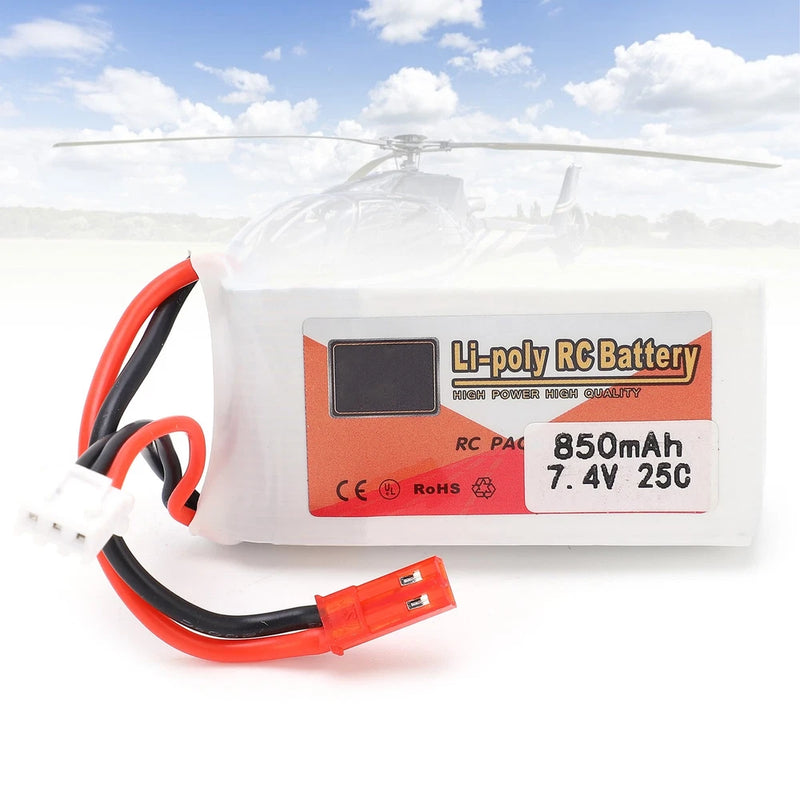 7.4V 850mAh Lipo Battery For RC Cars And Drones Lightweight Battery
