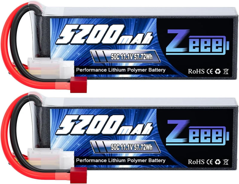 11.1V 50C 5200mAh 3S Lipo Battery with T Connector Soft Case for RC Plane DJI Battery