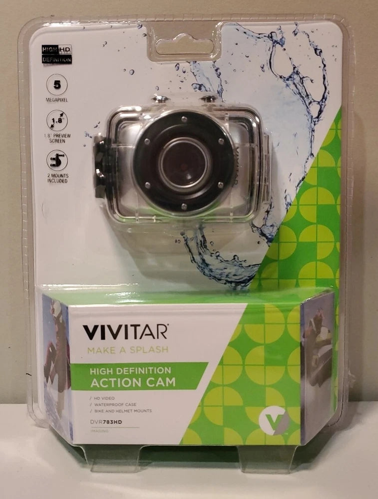Vivitar 5mp HD Action Camera W/Waterproof Case Bike Helmet Mount DVR783HD