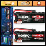 High-Performance 7.4V 80C 6200mAh 2S Lipo Battery Hard Case - TR Plug, 2 Pack Battery