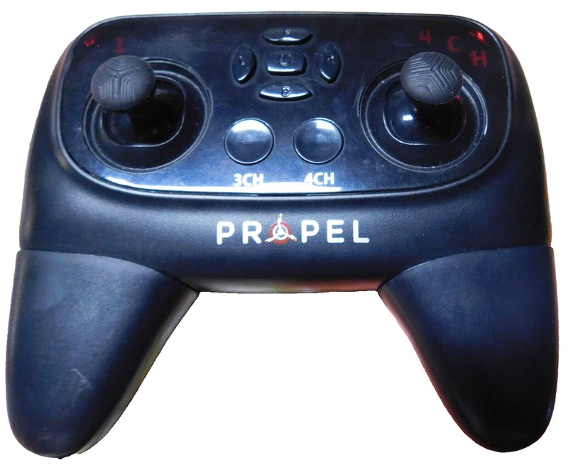 Propel drone remote control with two joysticks and CH buttons, black design