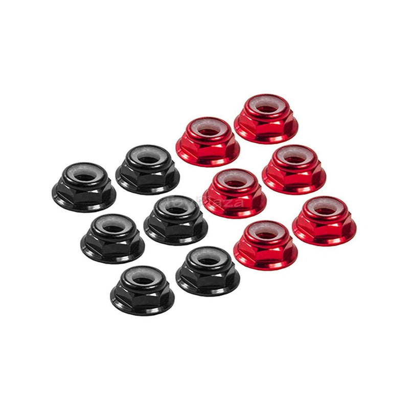 12-piece M5 prop nuts, red and black, threaded mount hardware set